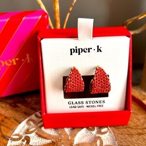 Piper K Viral red stud earrings made with glass stones